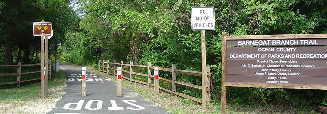 The Barnegat Branch Trail entrance sign, Ocean County Parks and Recreation